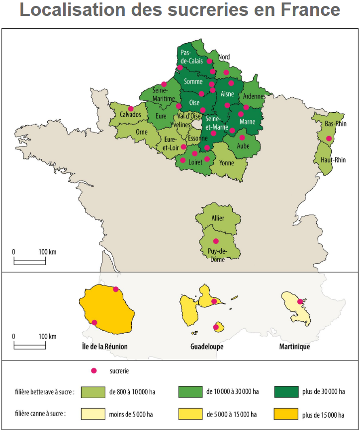 Localisation des sucreries en france